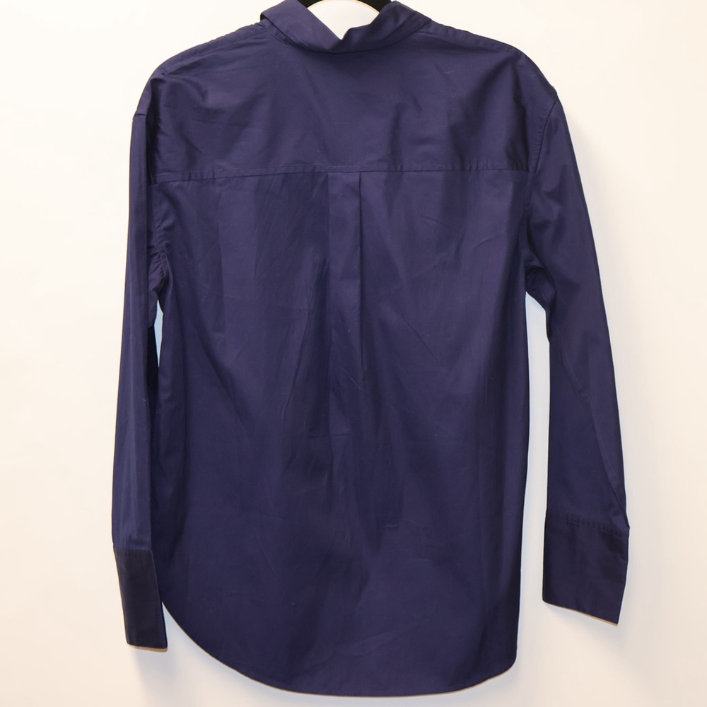 NEW Madewell Button-Up Cotton Poplin Blouse Size S Blue